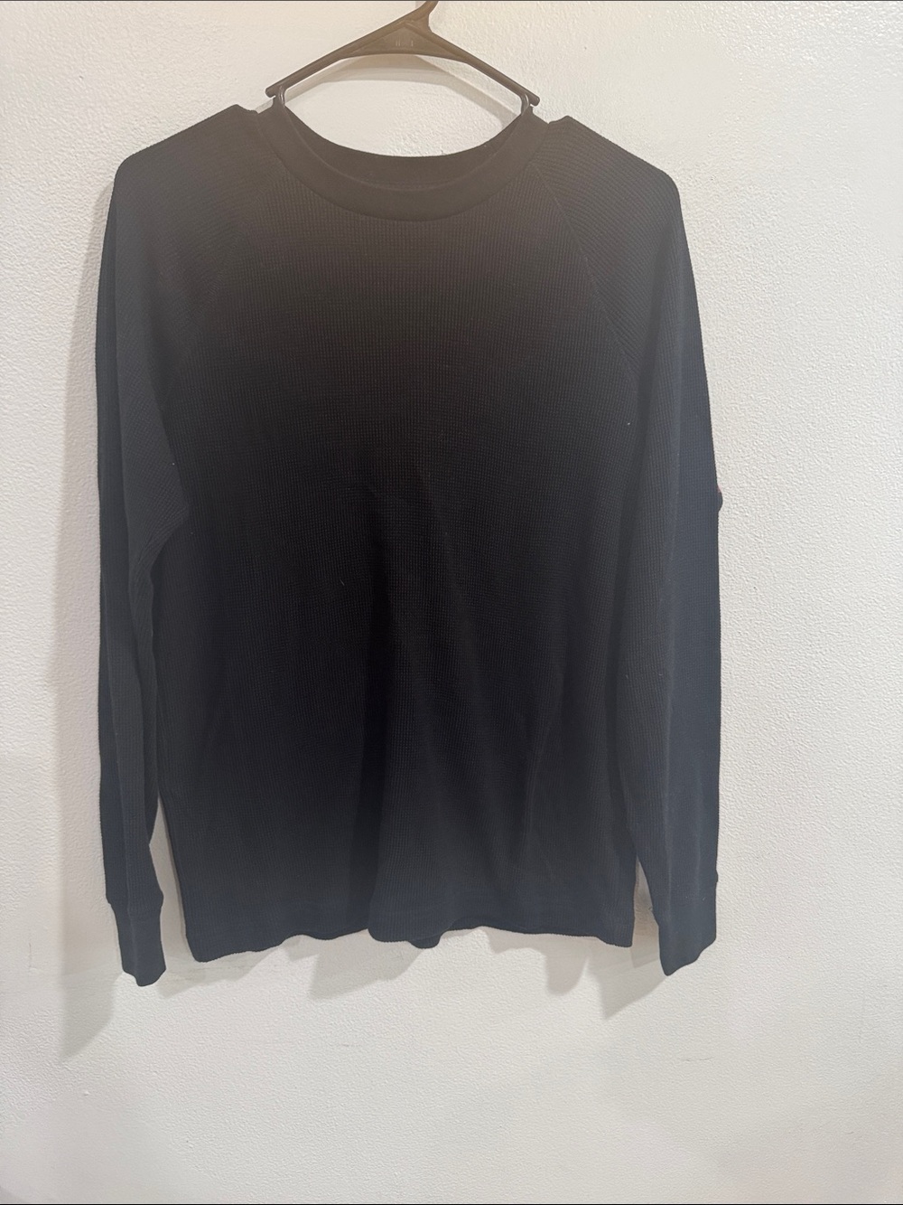GAP Black Waffle Knit Long-Sleeve Crew